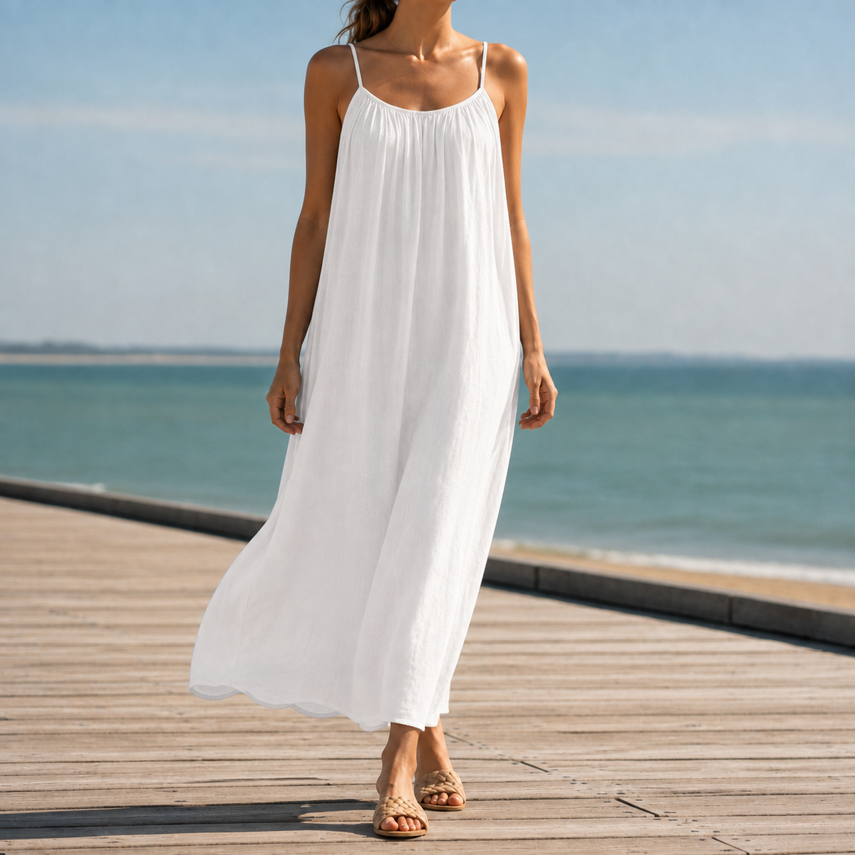 Erice Backless Linen Maxi Dress