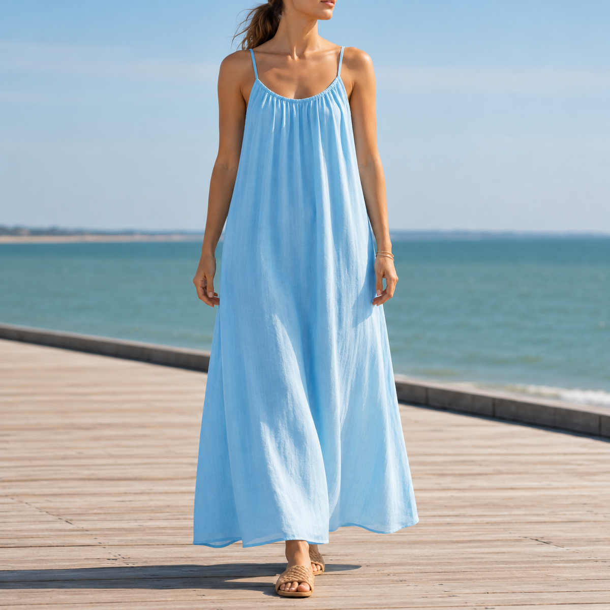 Erice Backless Linen Maxi Dress