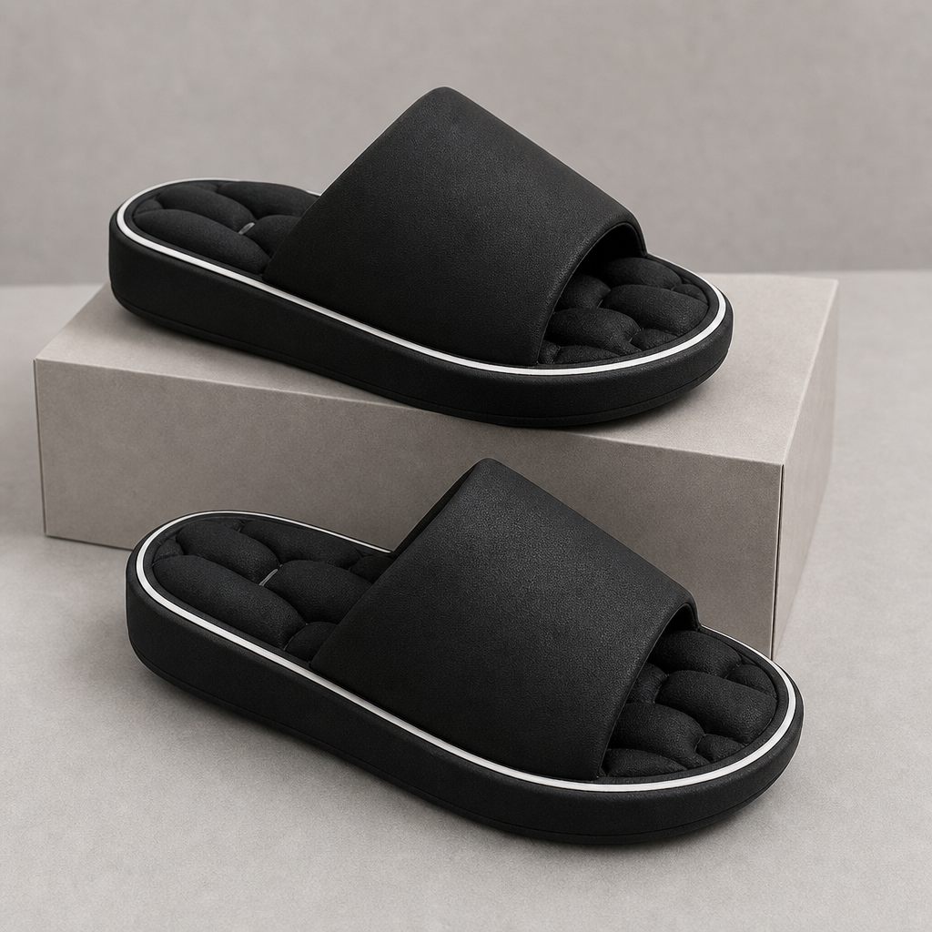 Albufeira Cushioned Platform Slides in Black