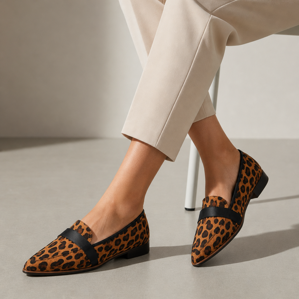 Cassis Orthopedic Pointed Suede Loafers in Animal