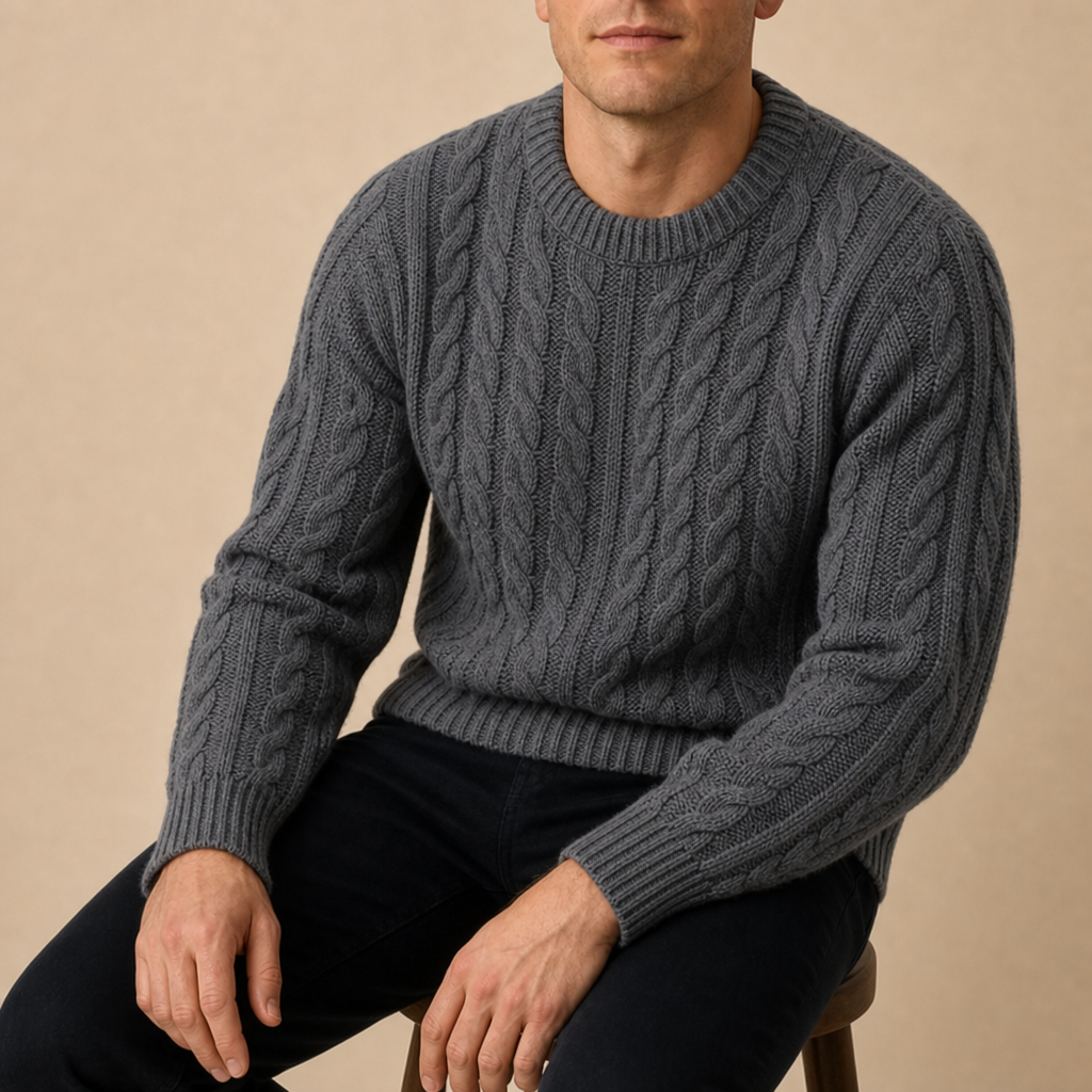 Cinque Terre Cable Knit Sweater in Dark Gray