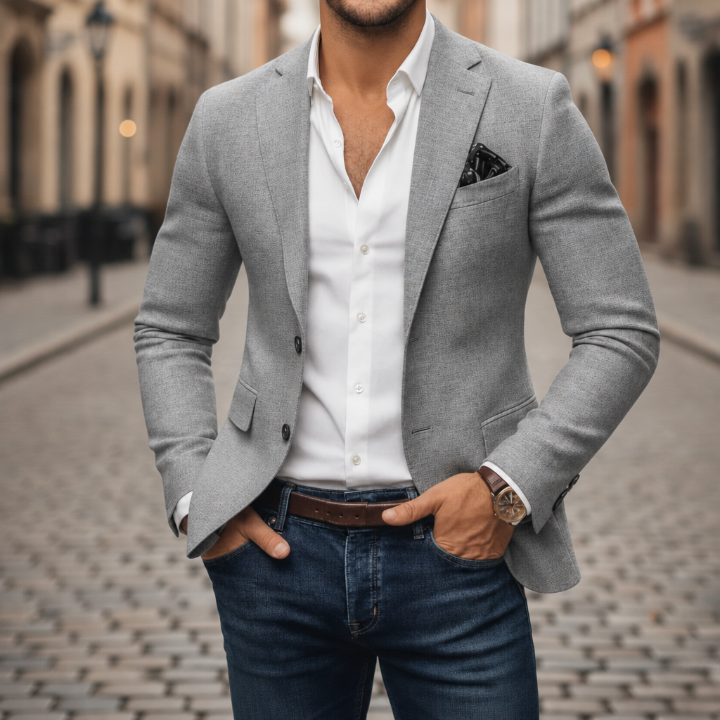 Estoril Slim-Fit Woven Blazer in Gray