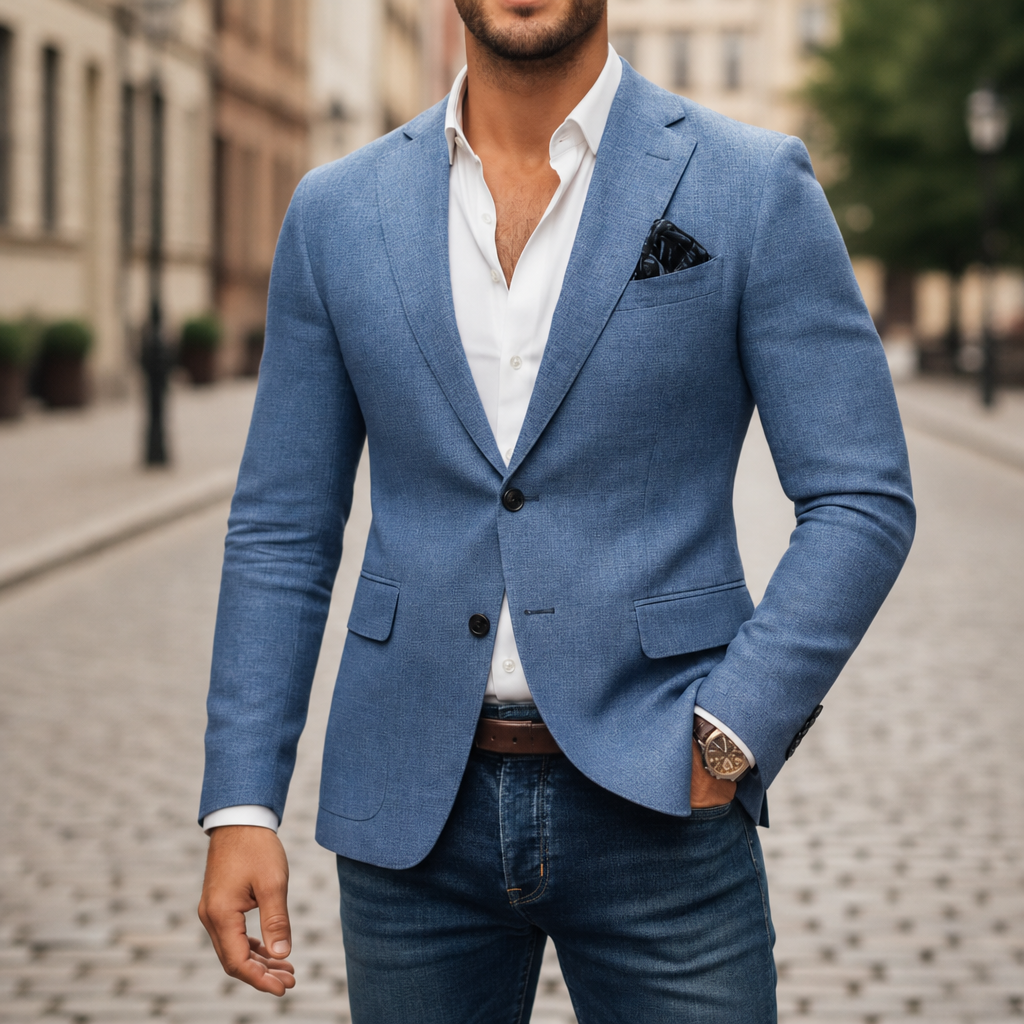 Estoril Slim-Fit Woven Blazer in Blue