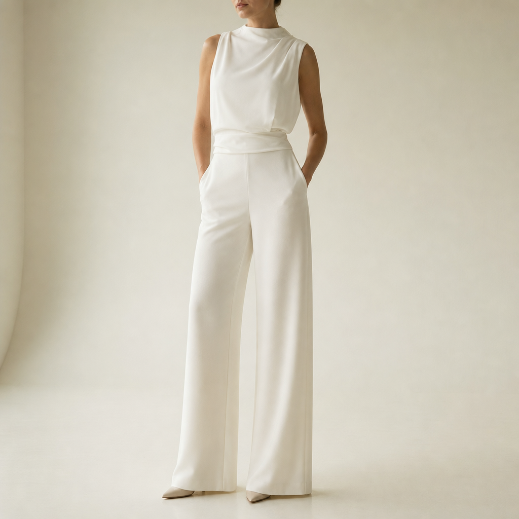 Frigiliana Wide Leg Jumpsuit in White