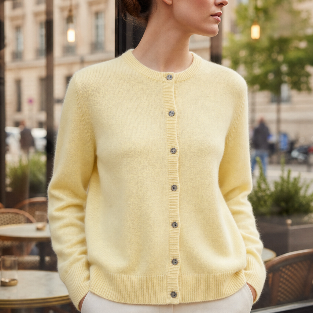 Gallipoli Cashmere Knit Cardigan in Yellow