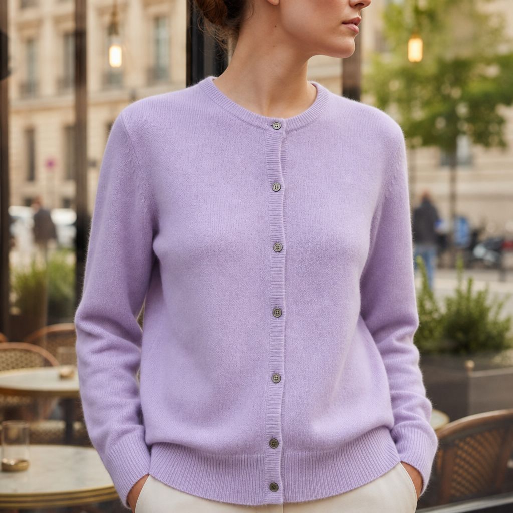 Gallipoli Cashmere Knit Cardigan in Purple