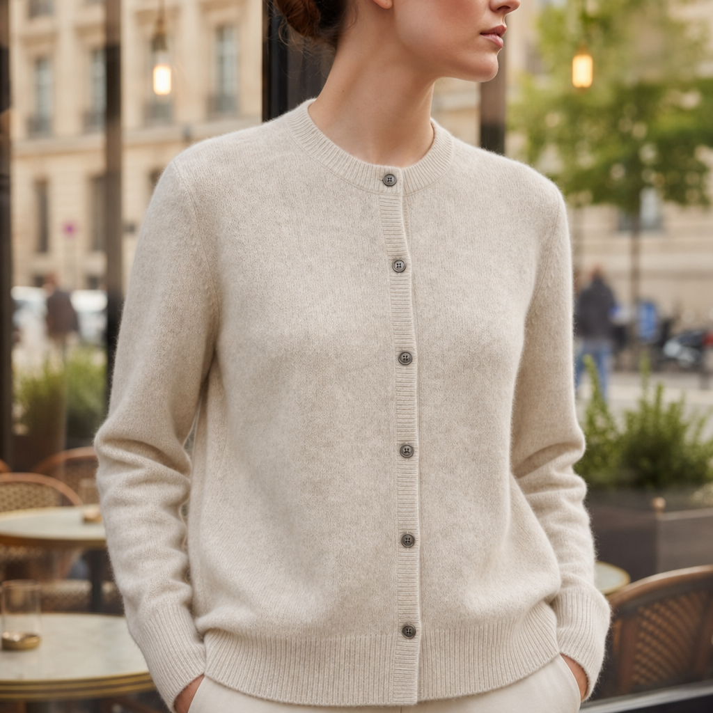 Gallipoli Cashmere Knit Cardigan in Beige