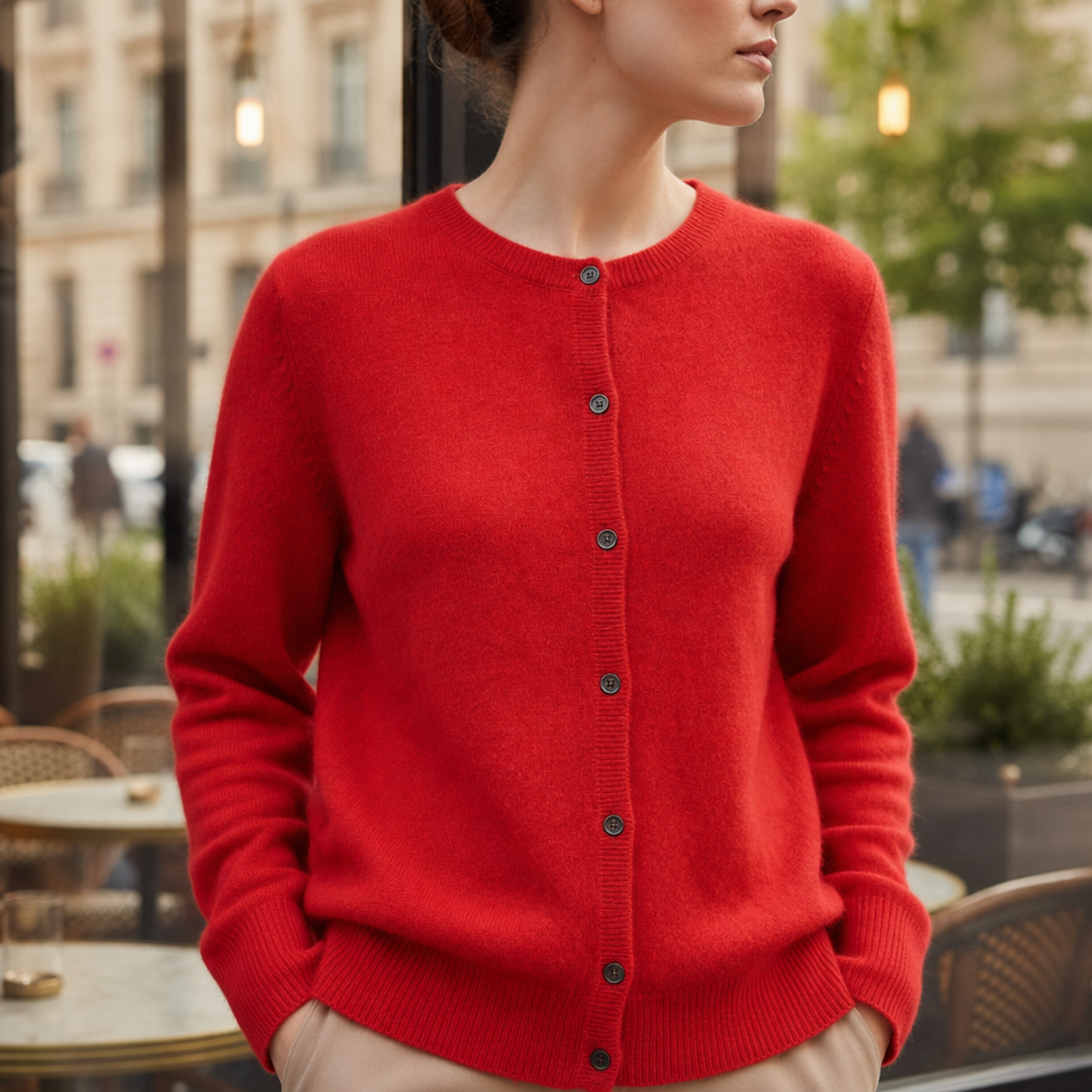 Gallipoli Cashmere Knit Cardigan in Red