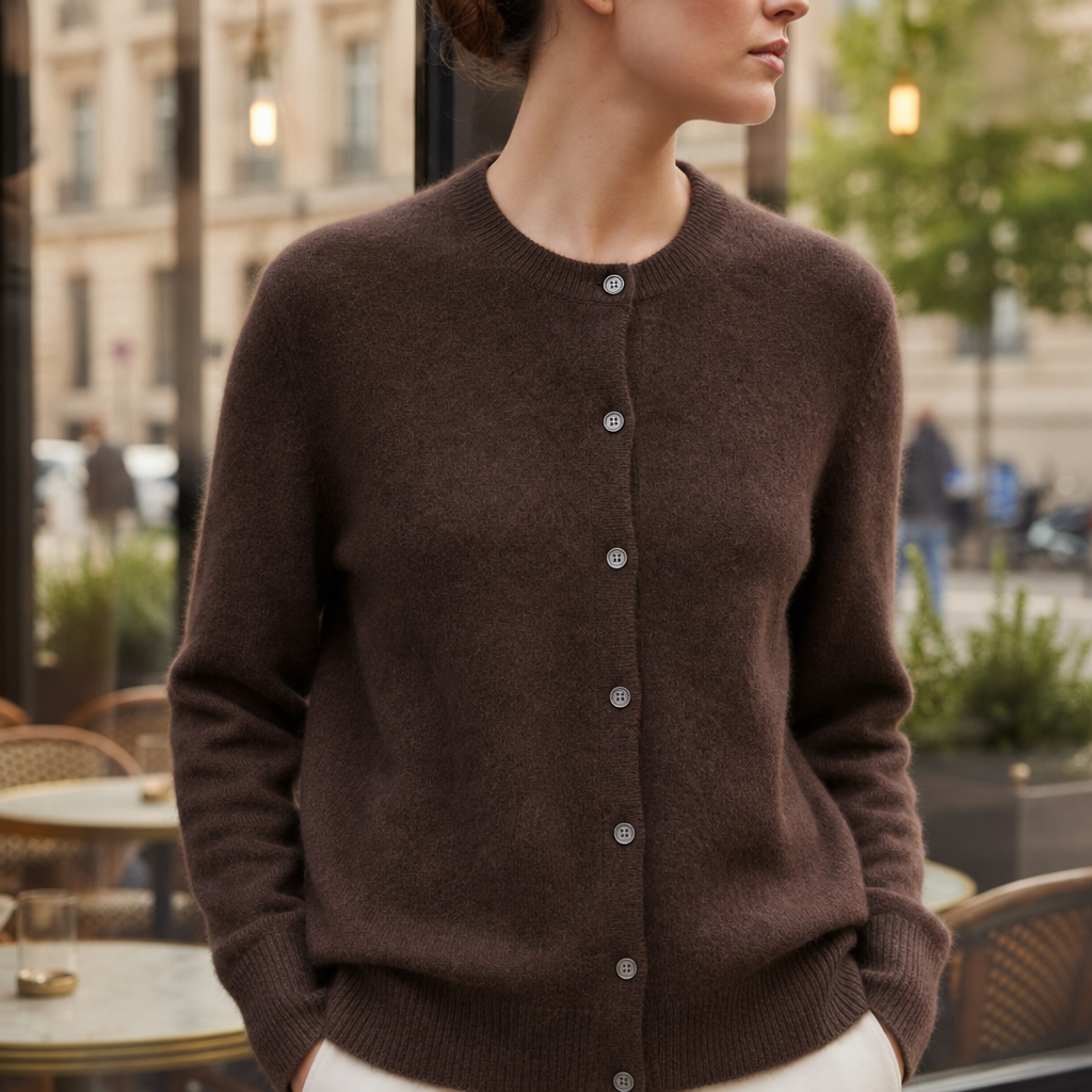 Gallipoli Cashmere Knit Cardigan in Brown