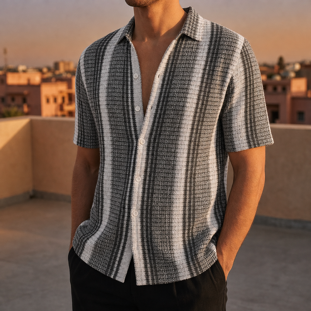 Gordes Striped Relaxed Shirt in Black