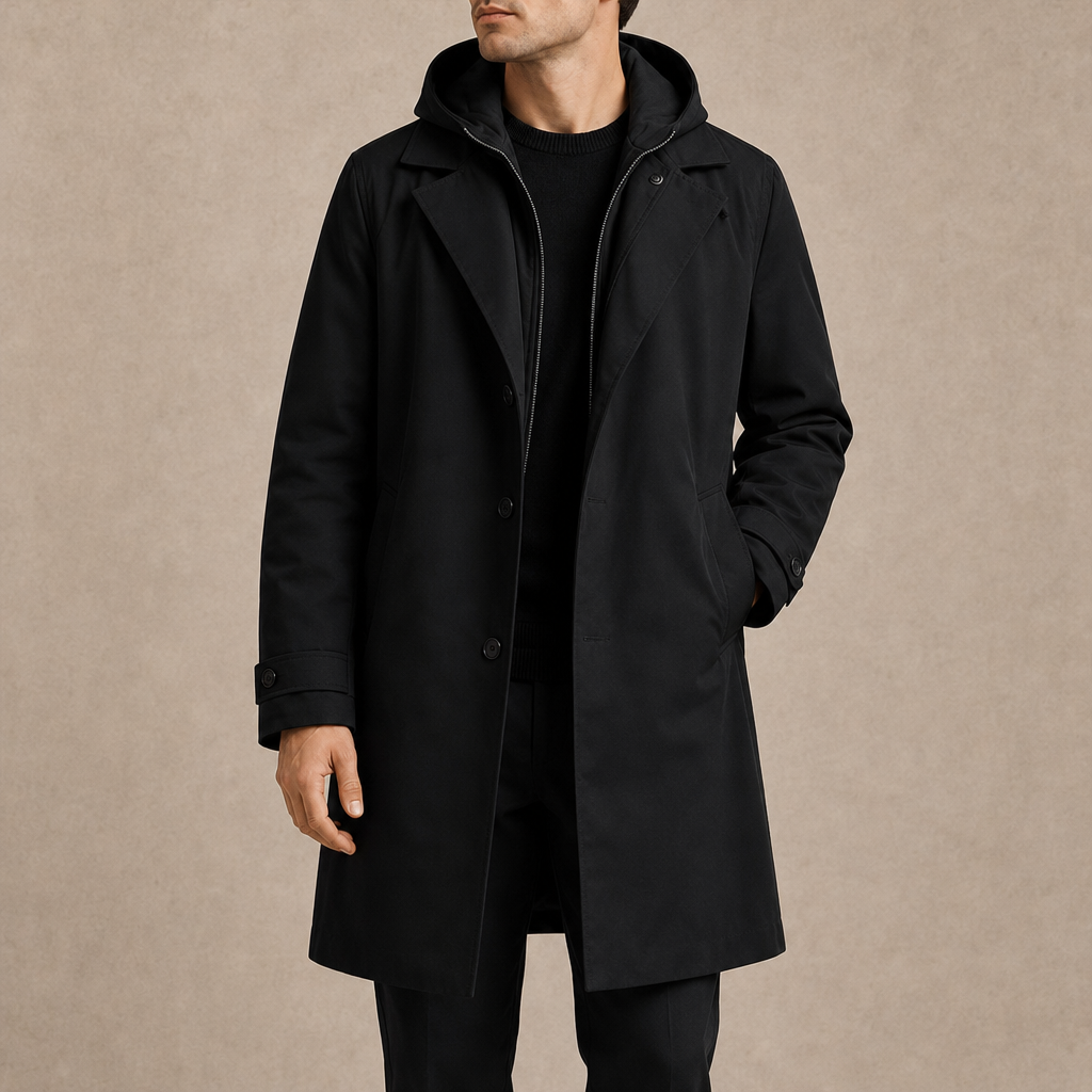 Granada Hooded Long Parka in Black