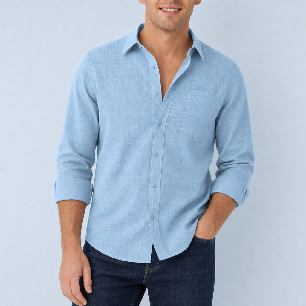 Hydra Linen Blend Shirt in Light Blue