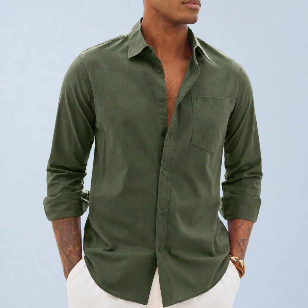 Hydra Linen Blend Shirt in Olive
