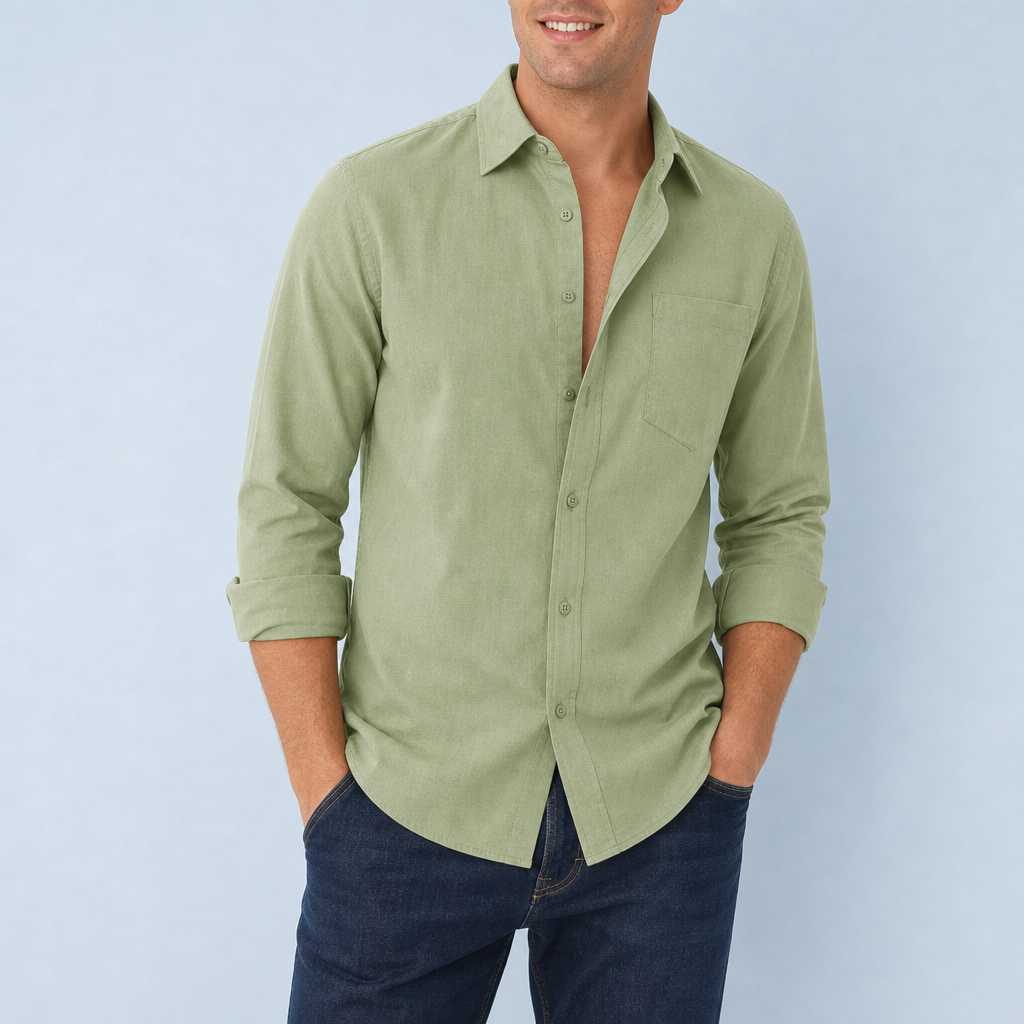 Hydra Linen Blend Shirt in Light Green