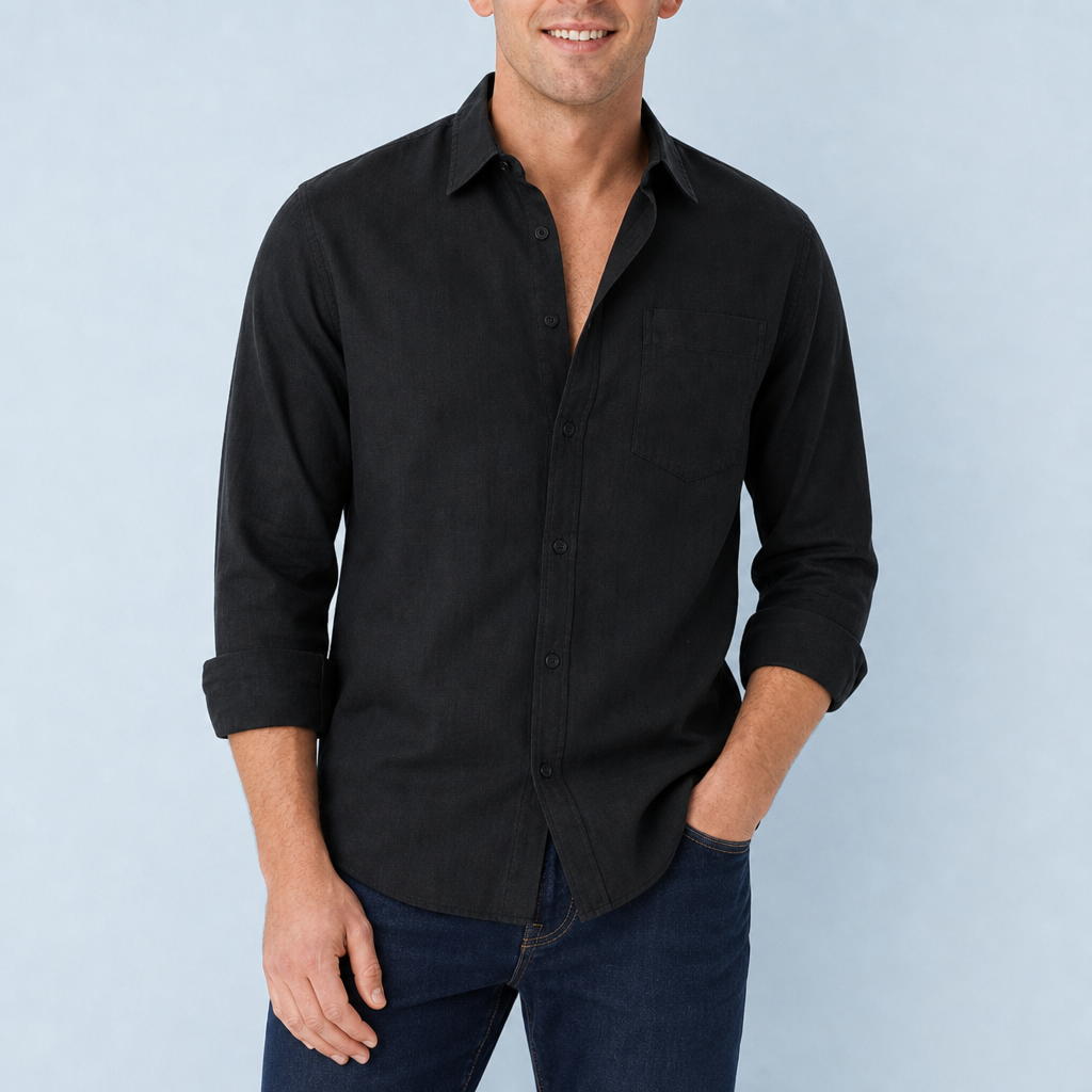 Hydra Linen Blend Shirt in Black