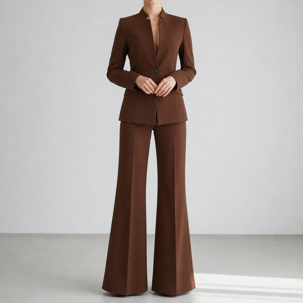 Hydra Tailored Two-Piece Suit Set in Brown
