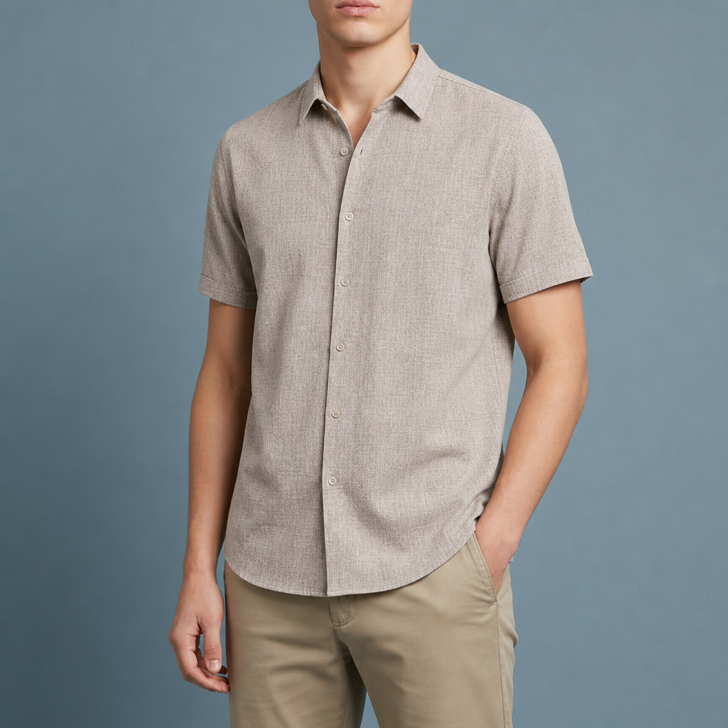 Marsaxlokk Linen Blend Button-Down in Beige