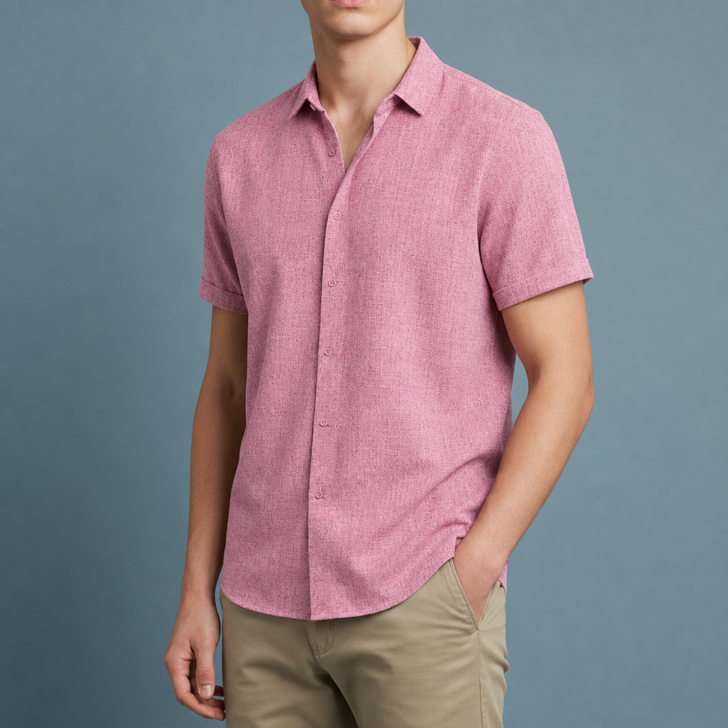 Marsaxlokk Linen Blend Button-Down in Pink