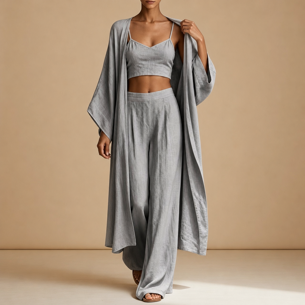 Montalcino Cotton-Linen Three-Piece Set in Gray