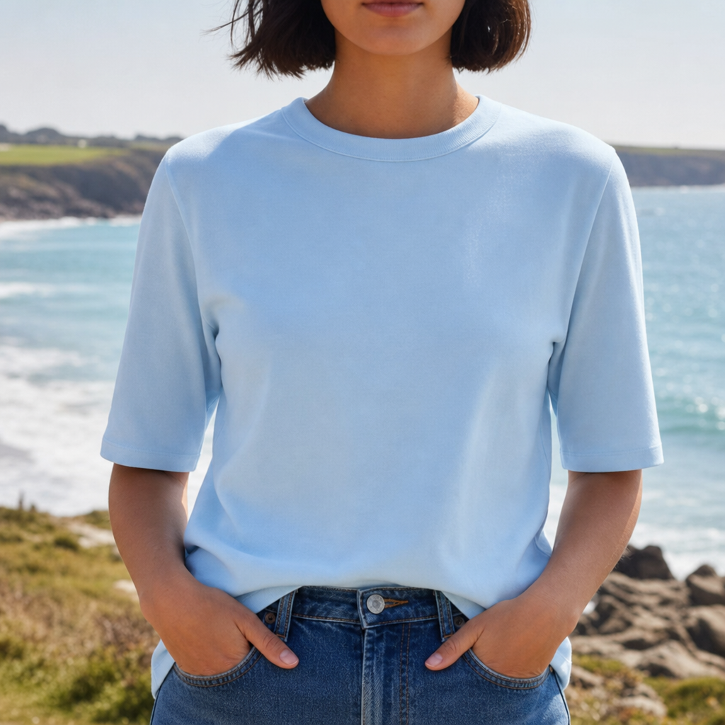 Padova Cotton Half-Sleeve Tee in Blue