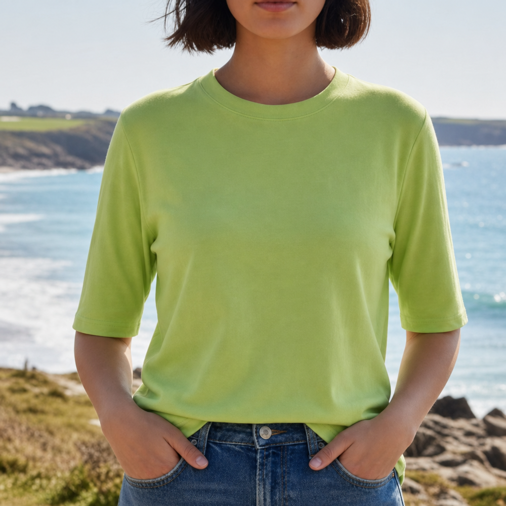 Padova Cotton Half-Sleeve Tee in Green