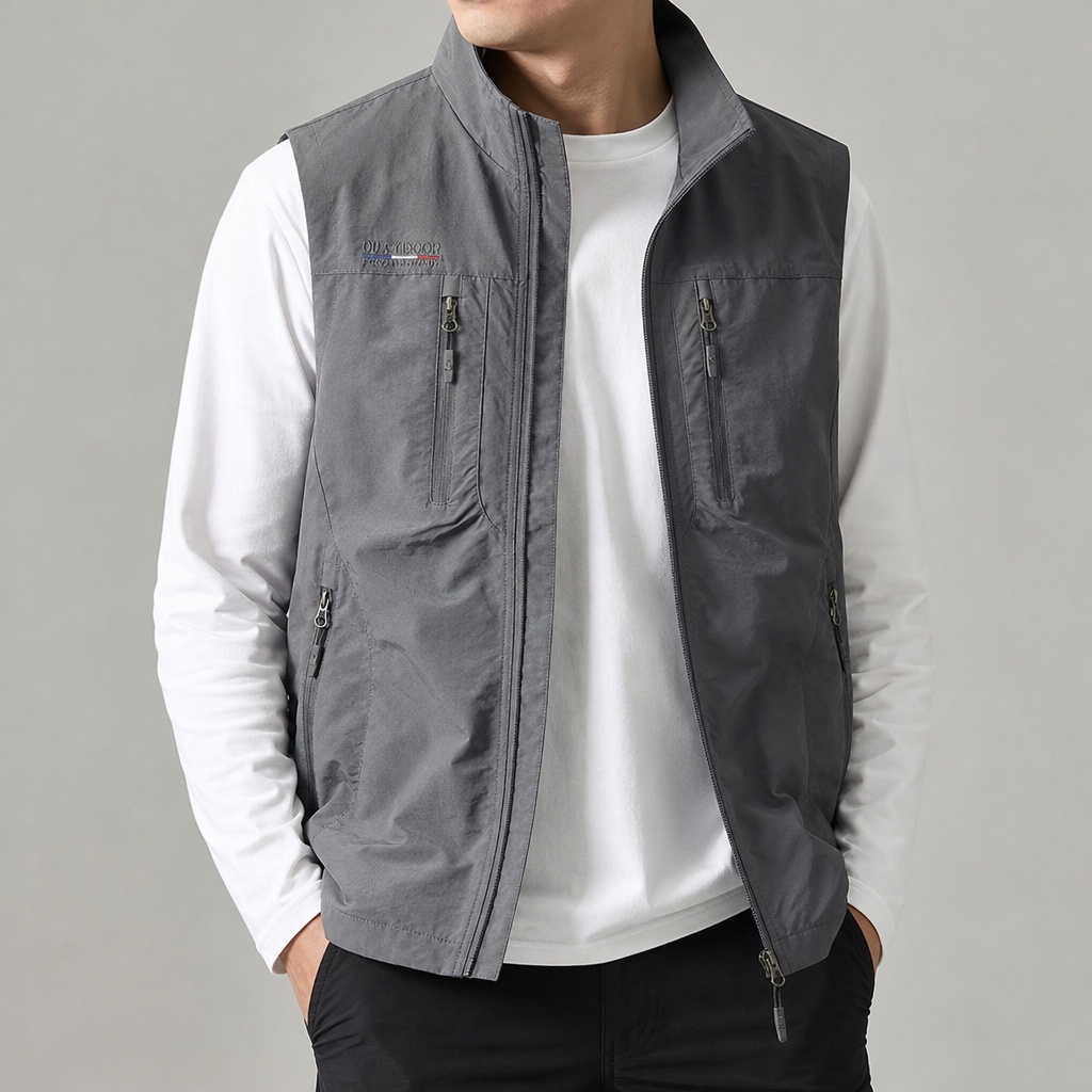 Perugia Multi-Pocket Utility Vest in Gray