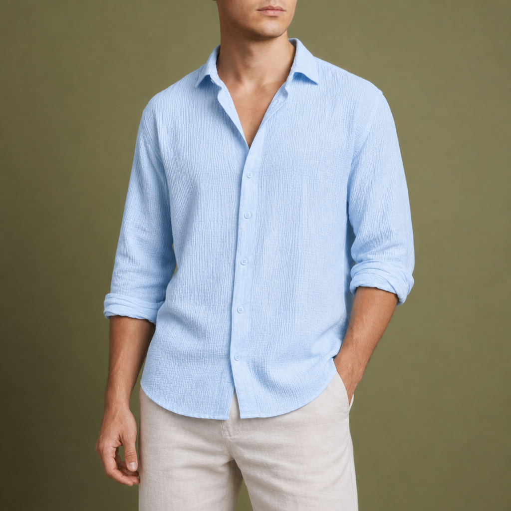 Pula Linen Blend Shirt in Light Blue