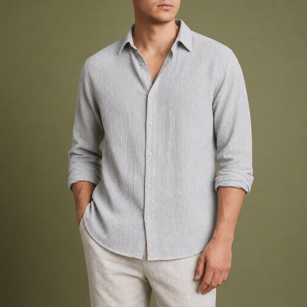 Pula Linen Blend Shirt in Light Gray
