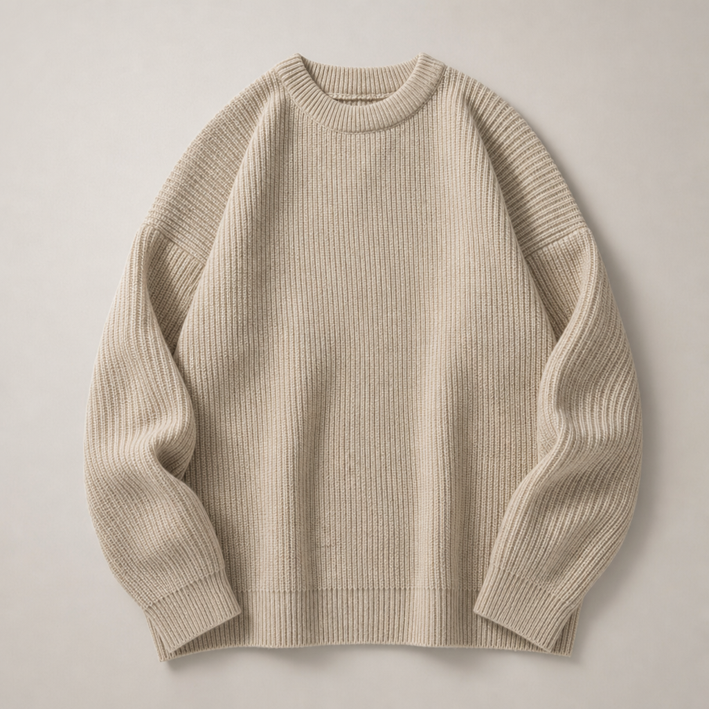 Roquebrune Ribbed Knit Sweater in Beige