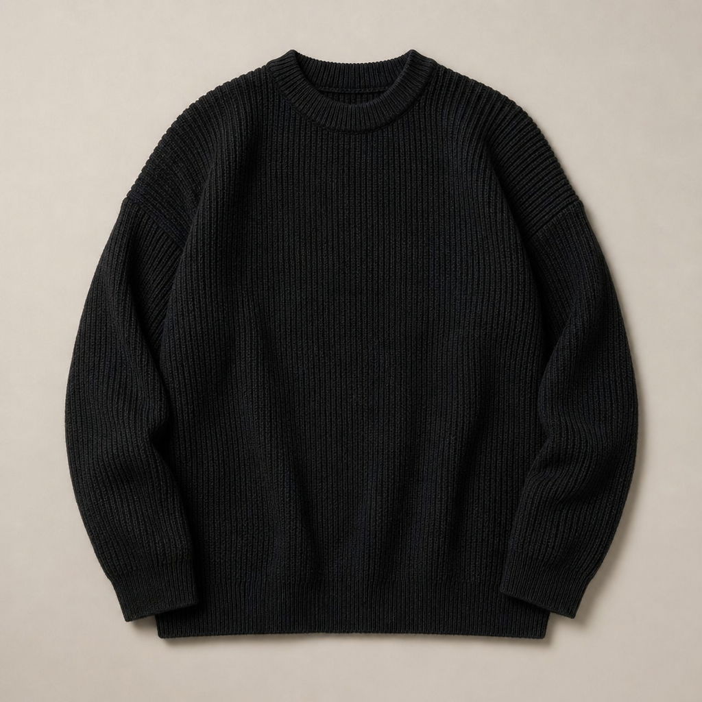 Roquebrune Ribbed Knit Sweater in Black