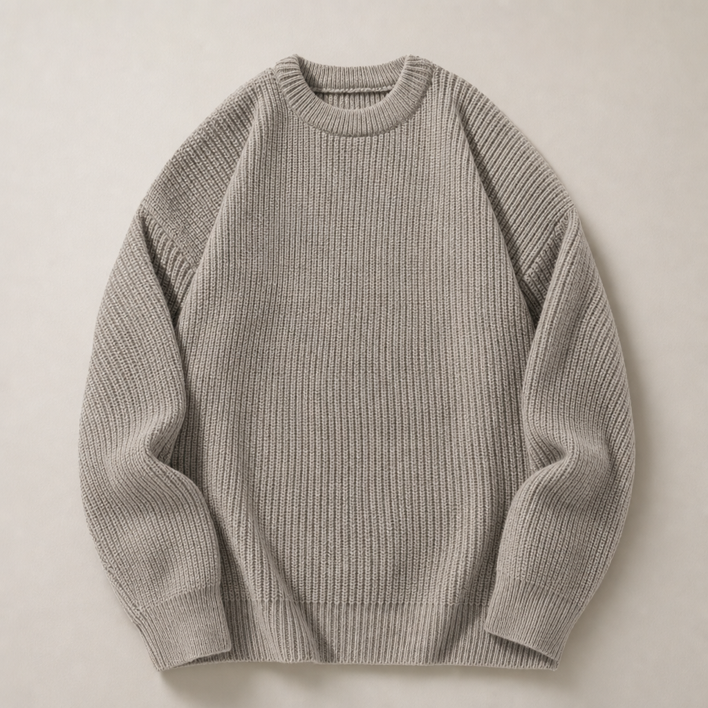 Roquebrune Ribbed Knit Sweater in Gray