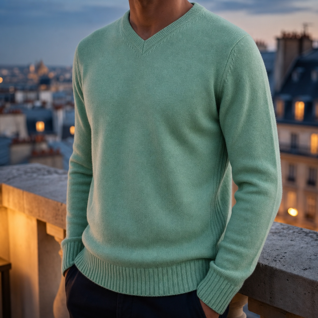 Siracusa Cashmere V-Neck Sweater in Green