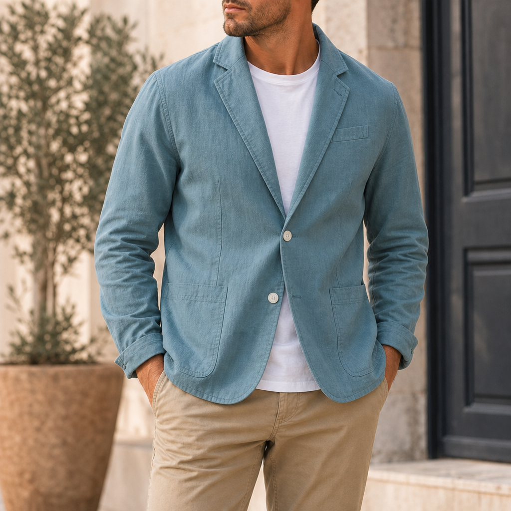 Soller Linen Casual Blazer in Teal