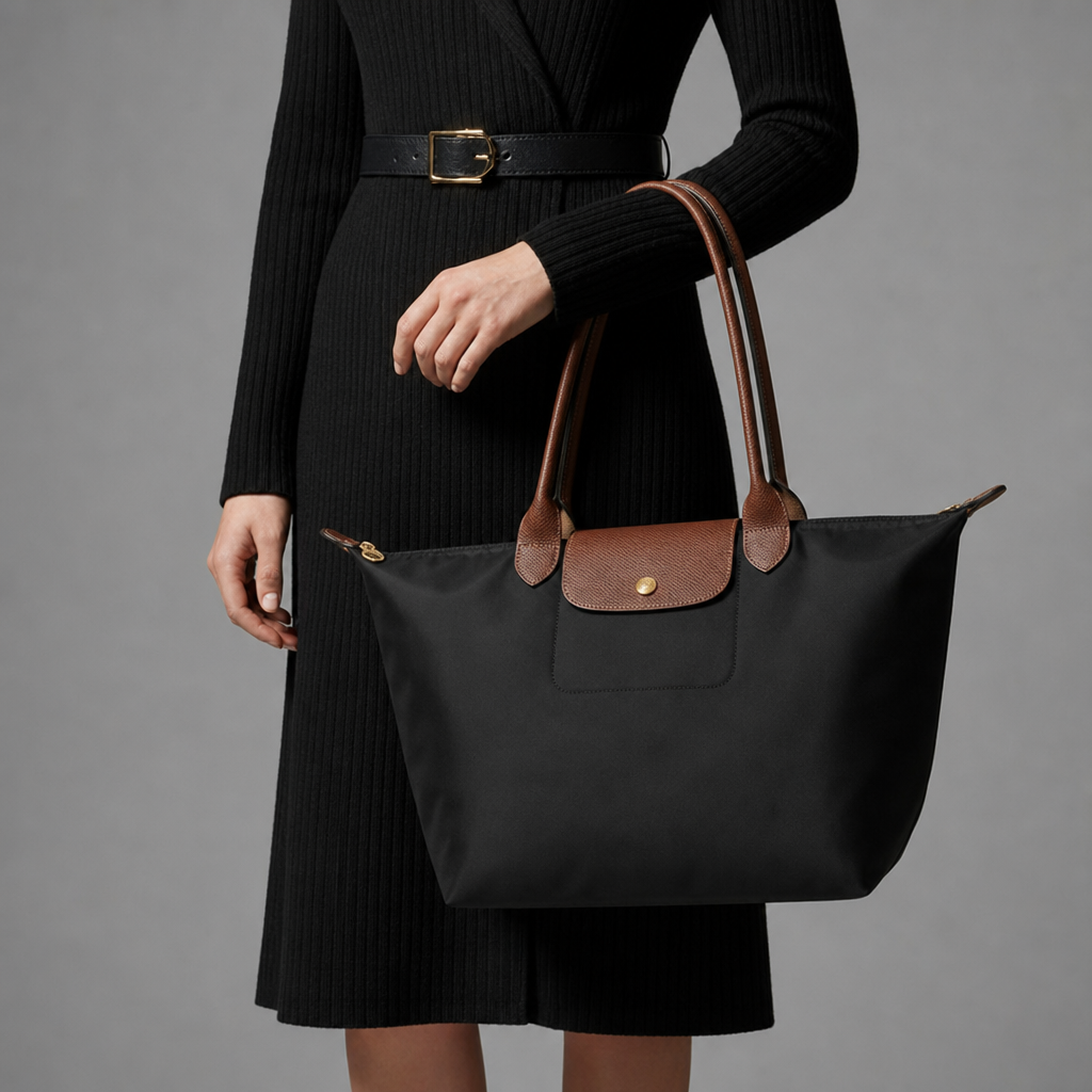 Vieste Leather Trim Tote Bag in Black
