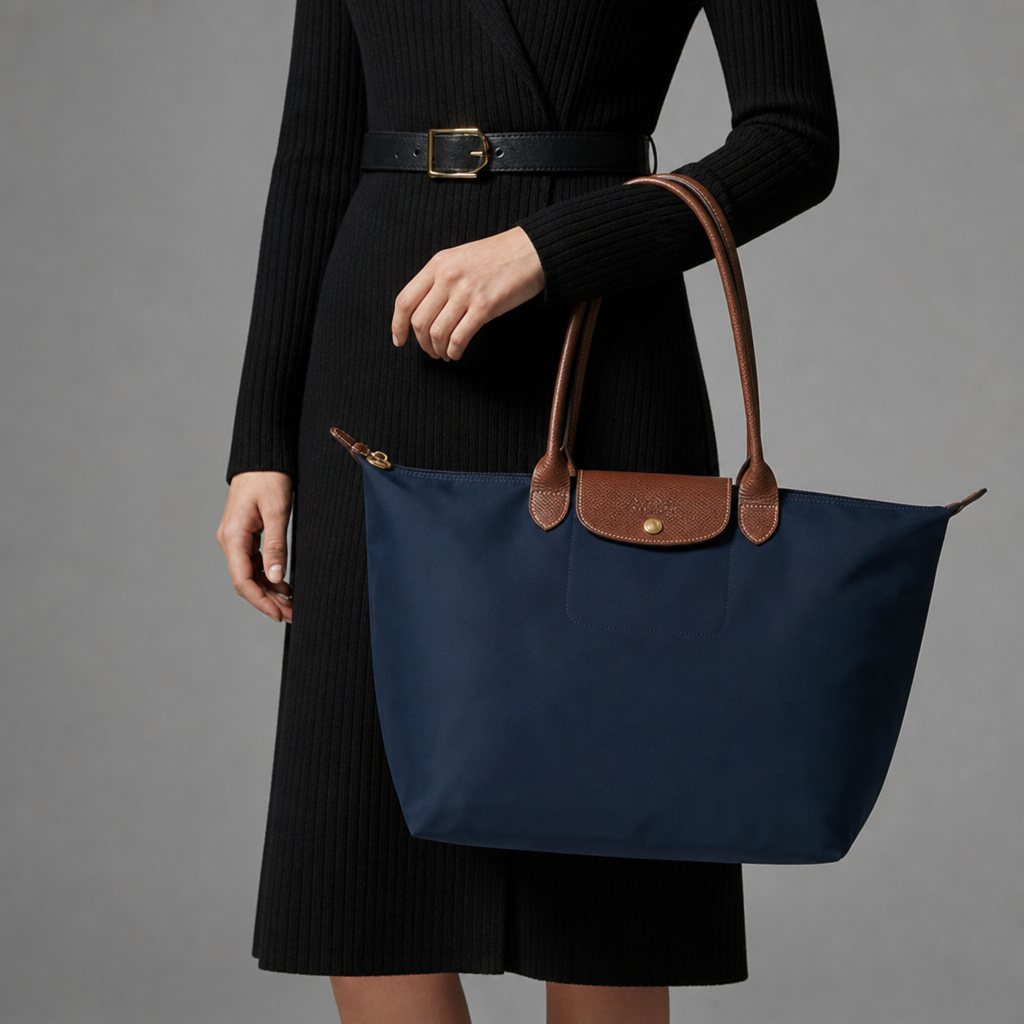 Vieste Leather Trim Tote Bag in Navy