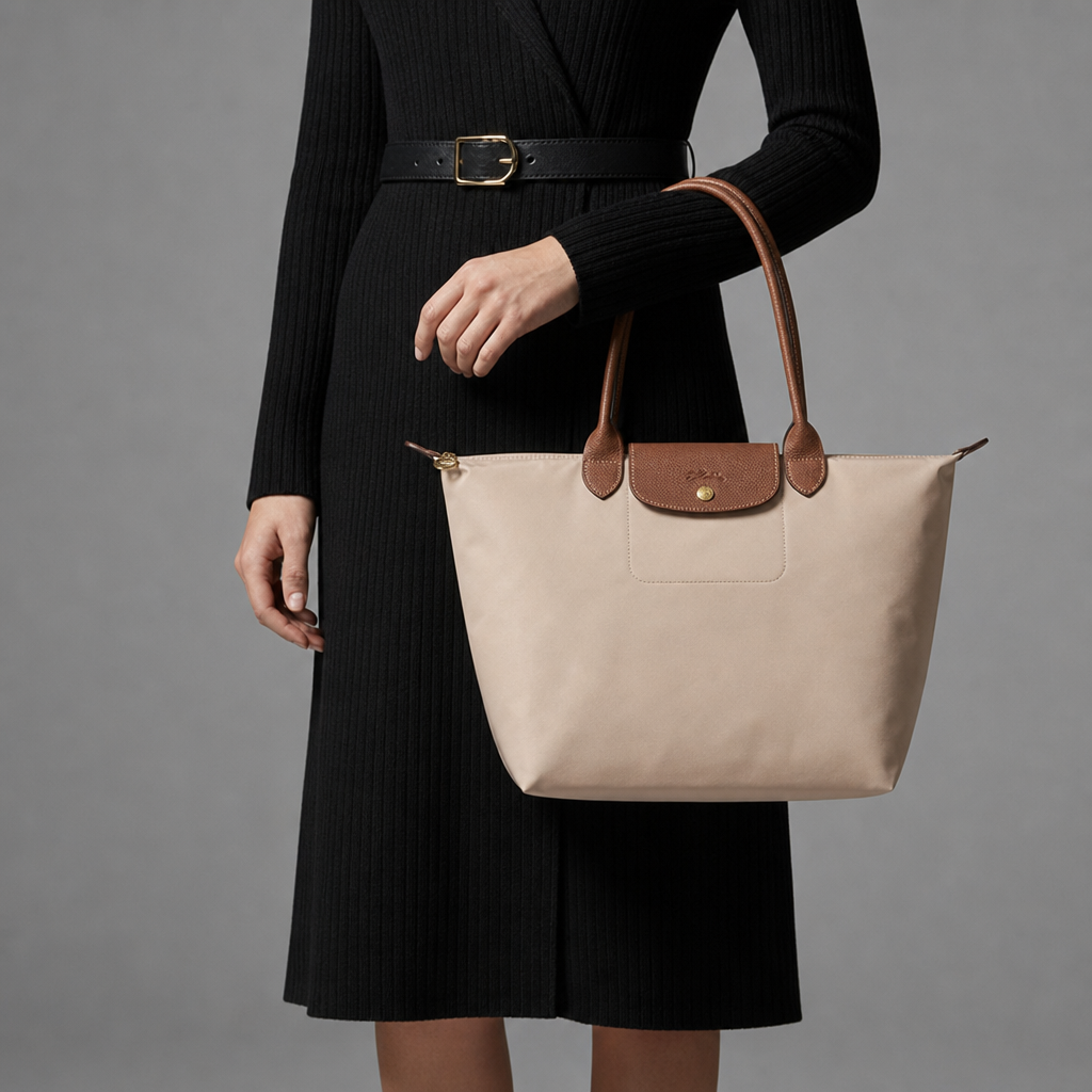 Vieste Leather Trim Tote Bag in Beige