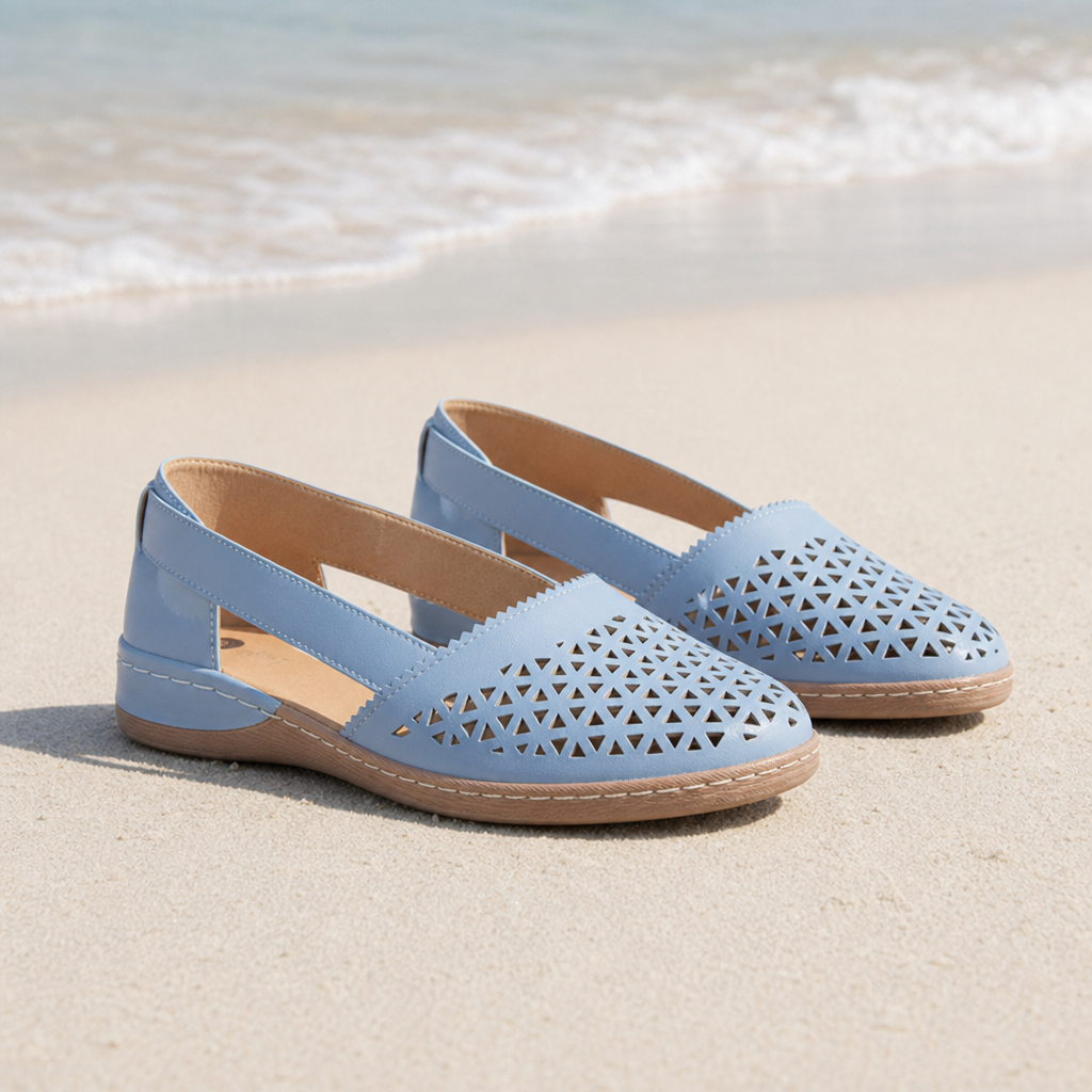 Montalcino Orthopedic Cutout Slip-On Flats in Blue
