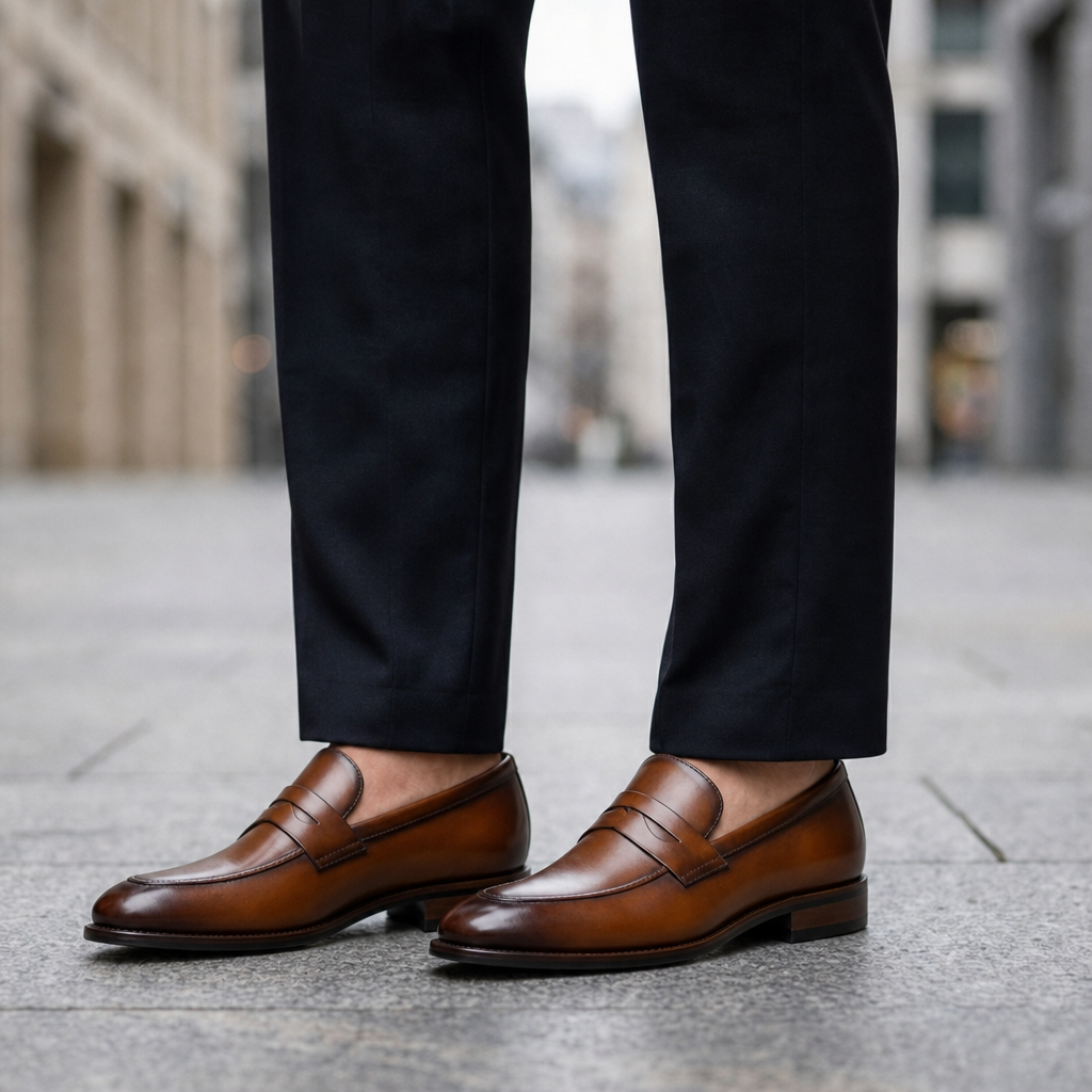 Arezzo Penny Strap Loafers in Brown