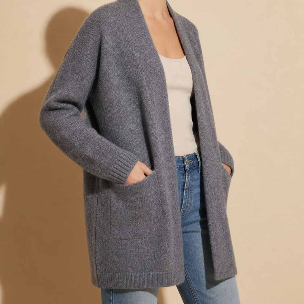 Saint Tropez Maya's Open Knit Cardigan in Charcoal Gray