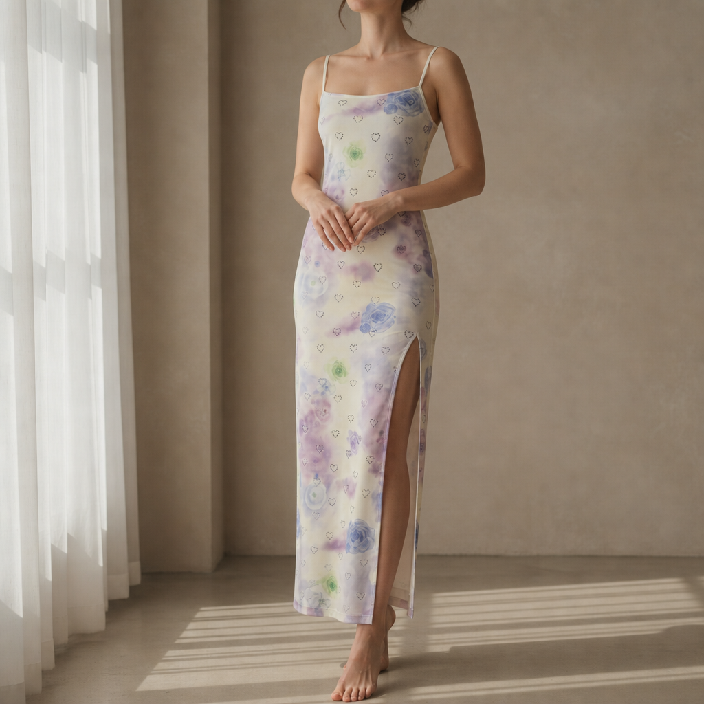 Silves Floral Tie-Dye Maxi Dress in Pearl Lilac Floral