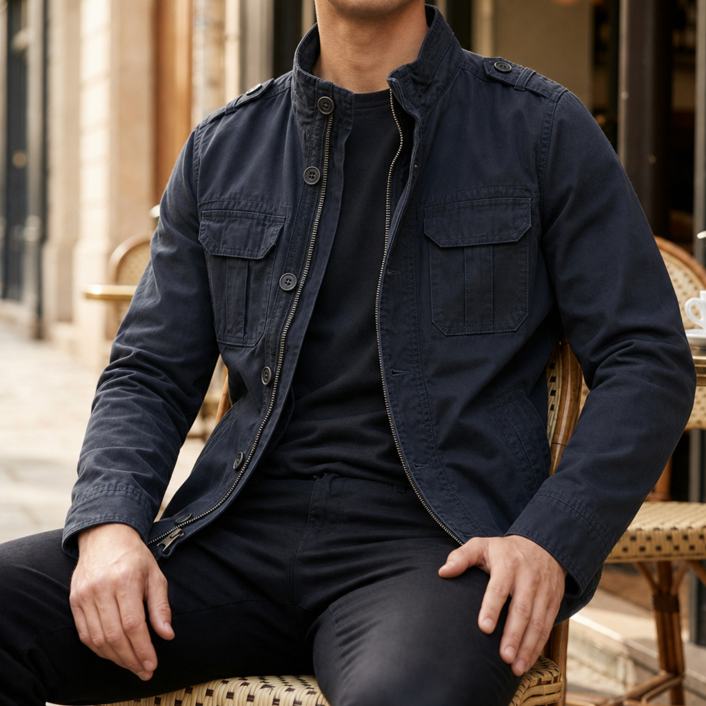 Syros Military Field Jacket in Wahed Black