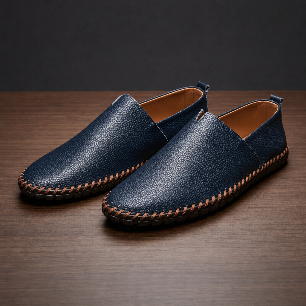 Cordoba Whipstitch Slip-On Loafers in Navy