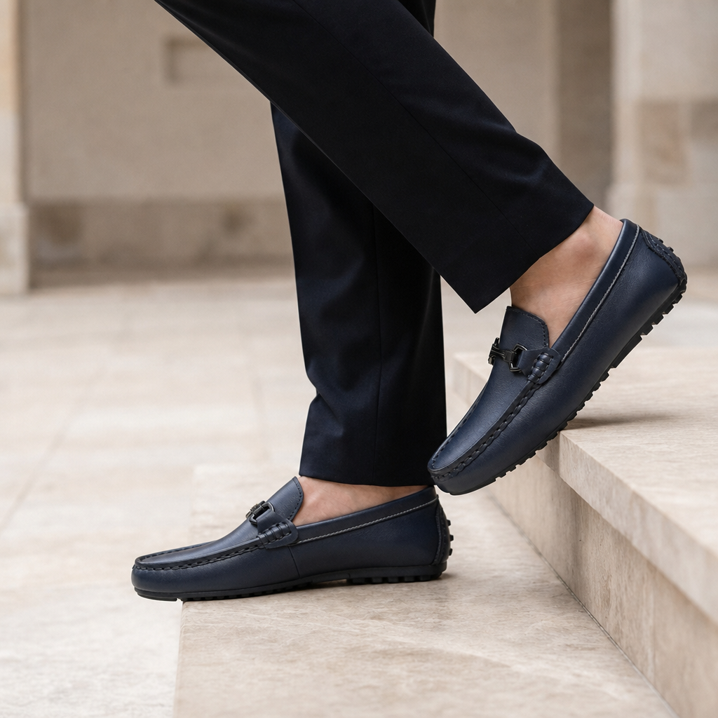 Rapallo Leather Bit Loafers in Navy
