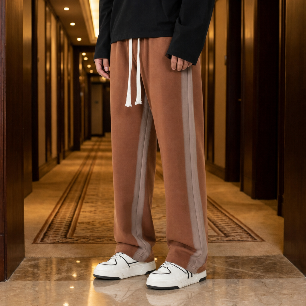 Comporta Side Stripe Sweatpants in Brown
