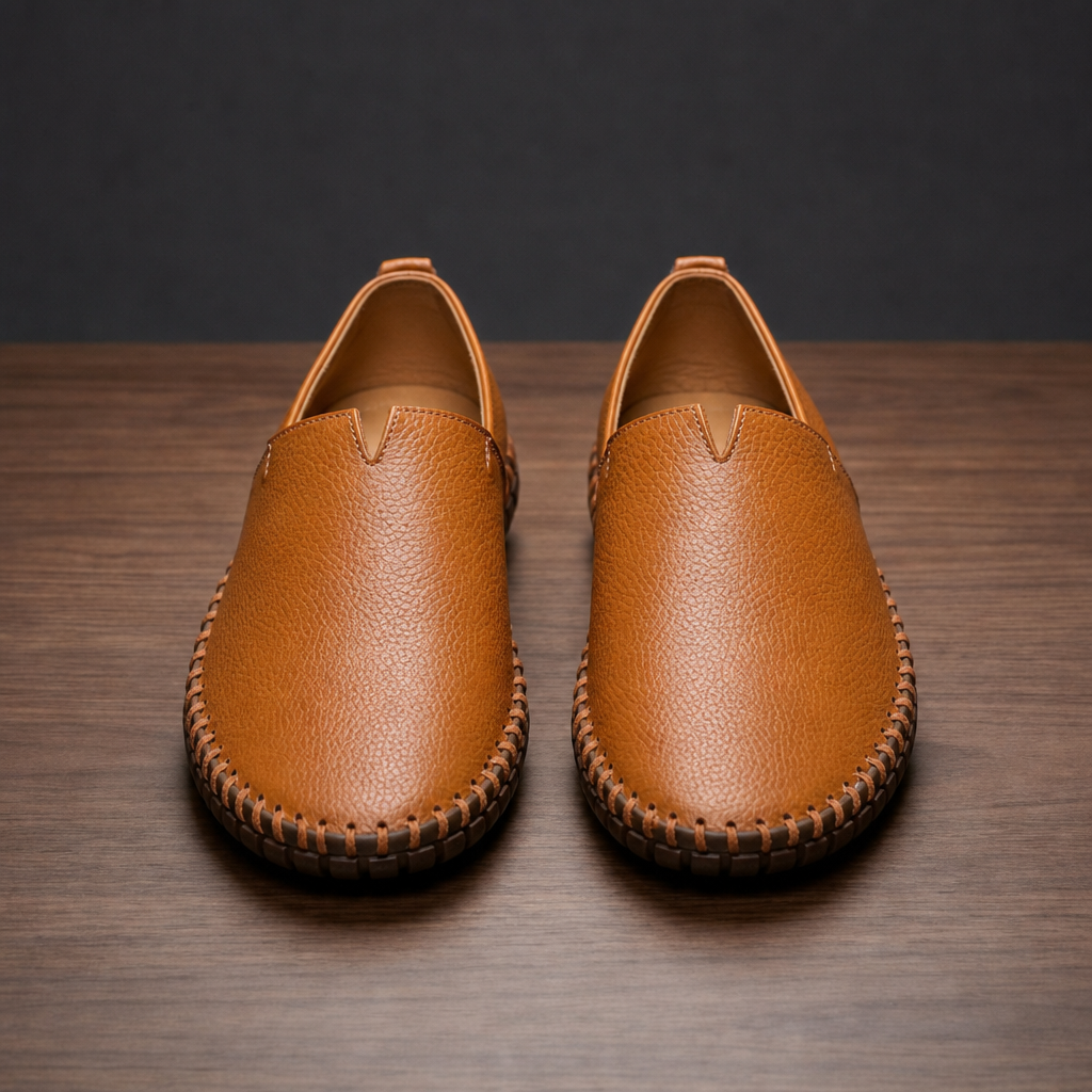 Cordoba Whipstitch Slip-On Loafers in Caramel