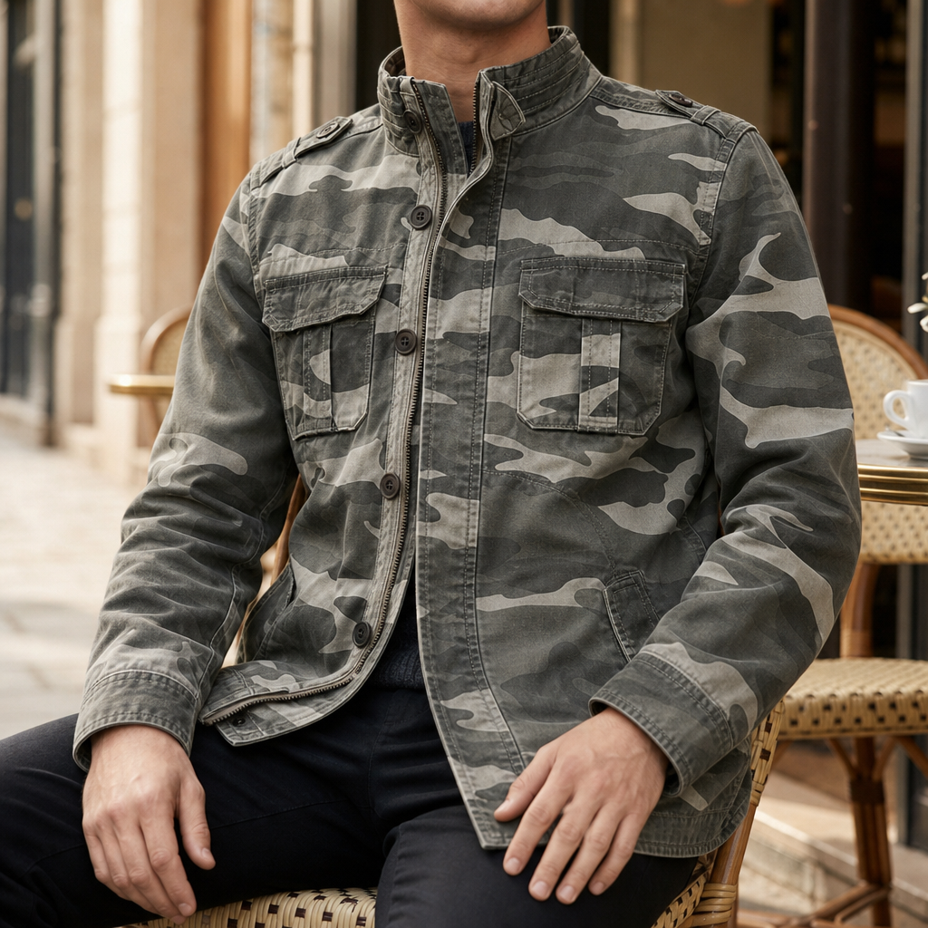Syros Military Field Jacket in Green Camo