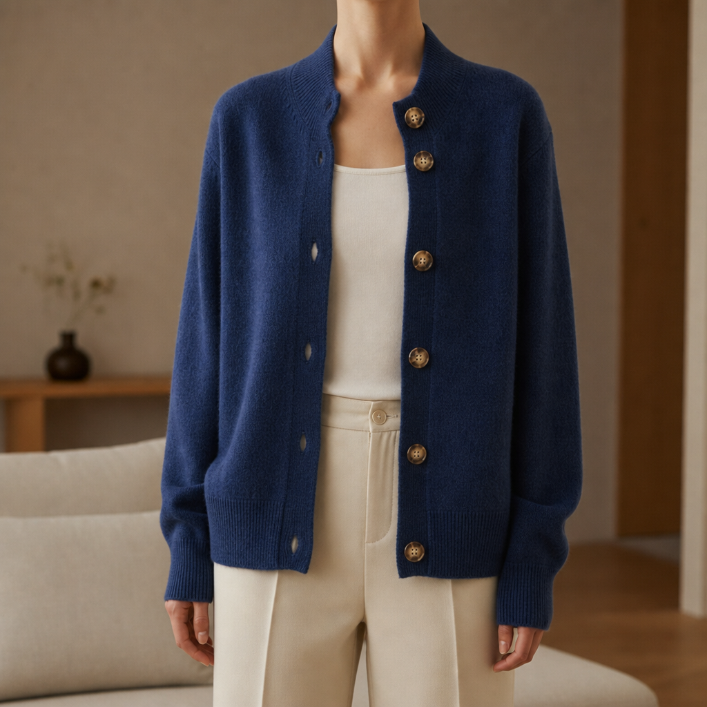 Lacoste Button-Up Knit Cardigan in Navy Blue