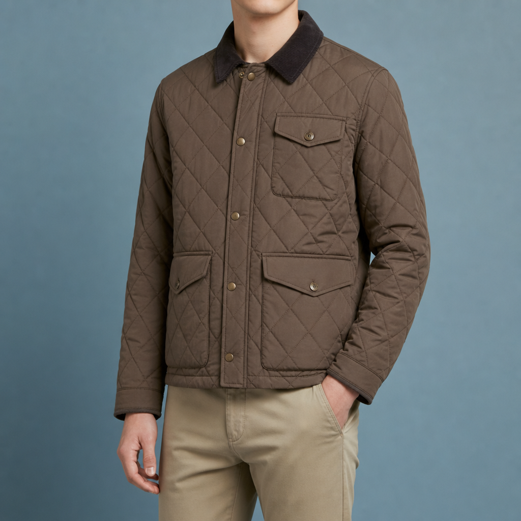 Lerici Quilted Corduroy Collar Jacket in Coffee