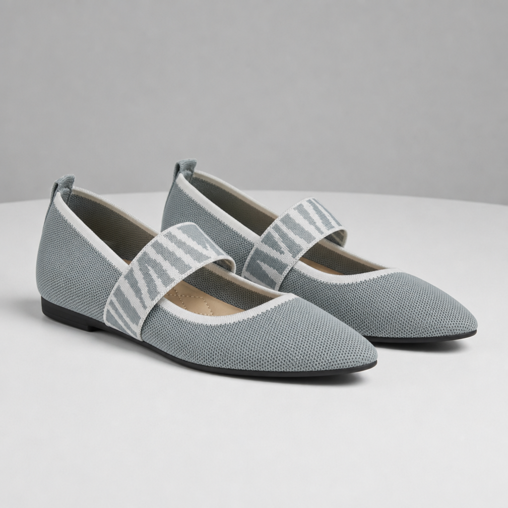 Sanremo Knit Mary Jane Flats in Light Gray