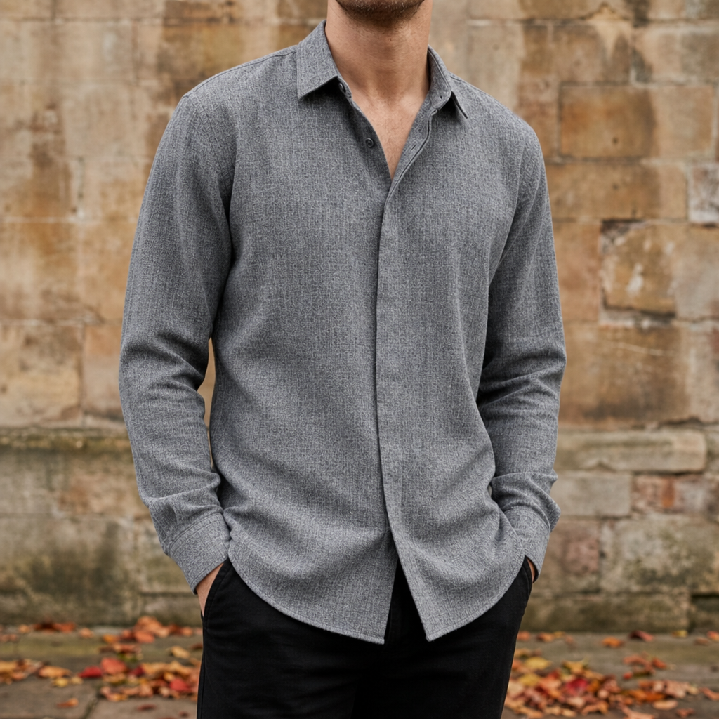 Alvanti Linen Button-Up Shirt in Gray